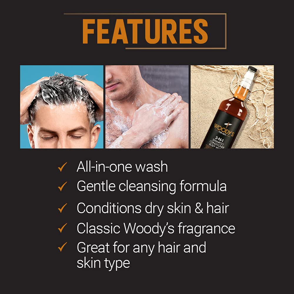 Woody's marine extracts with cucumber and aloe for hydrating formula.