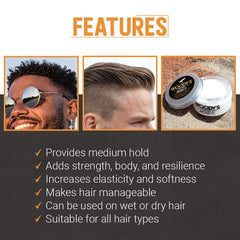 Woodys Mold It Matte Hair Paste styling jar shown for versatile looks.