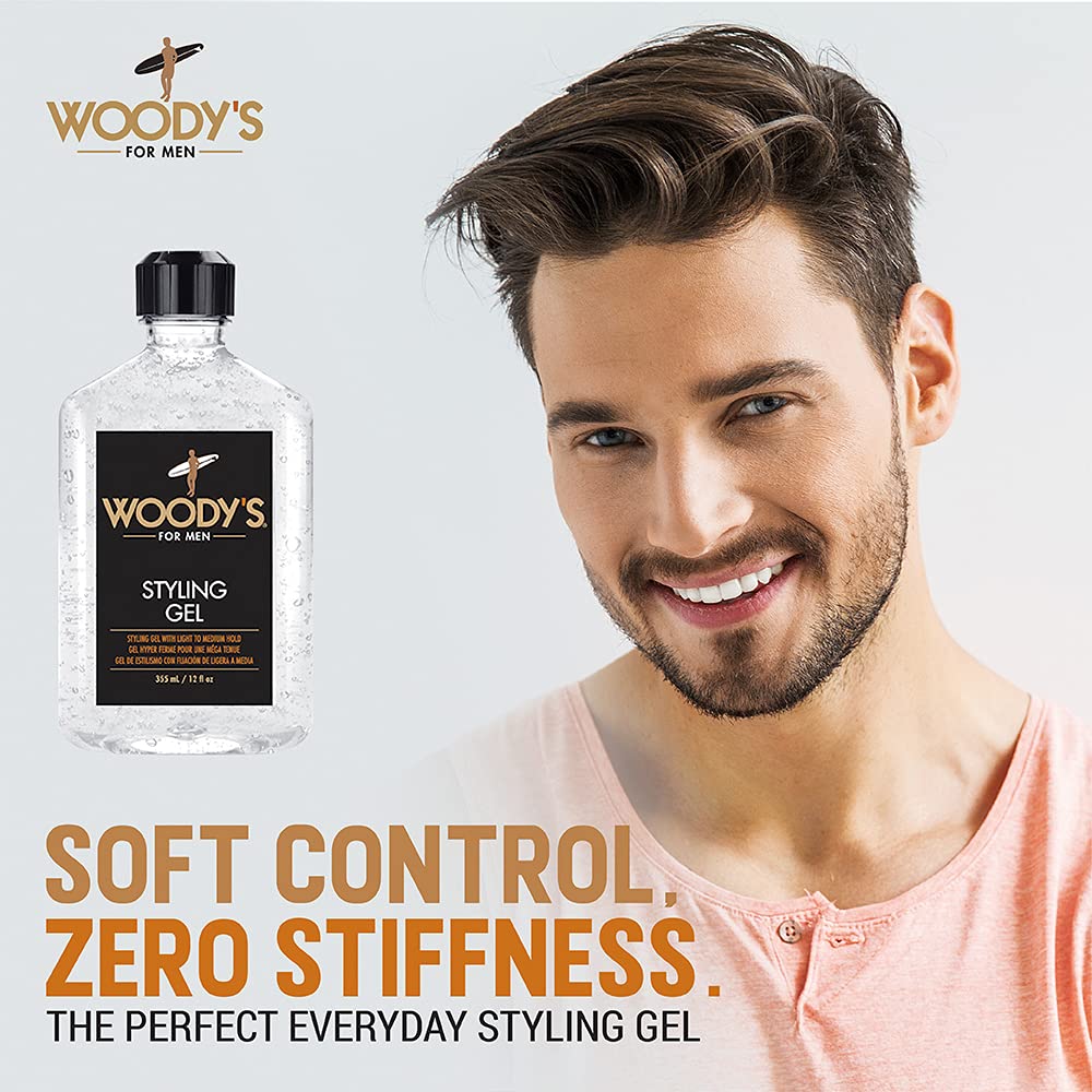 Woody's Styling Gel hair application close-up for a defined, touchable style.