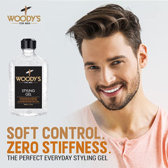 Woody's Styling Gel hair application close-up for a defined, touchable style.