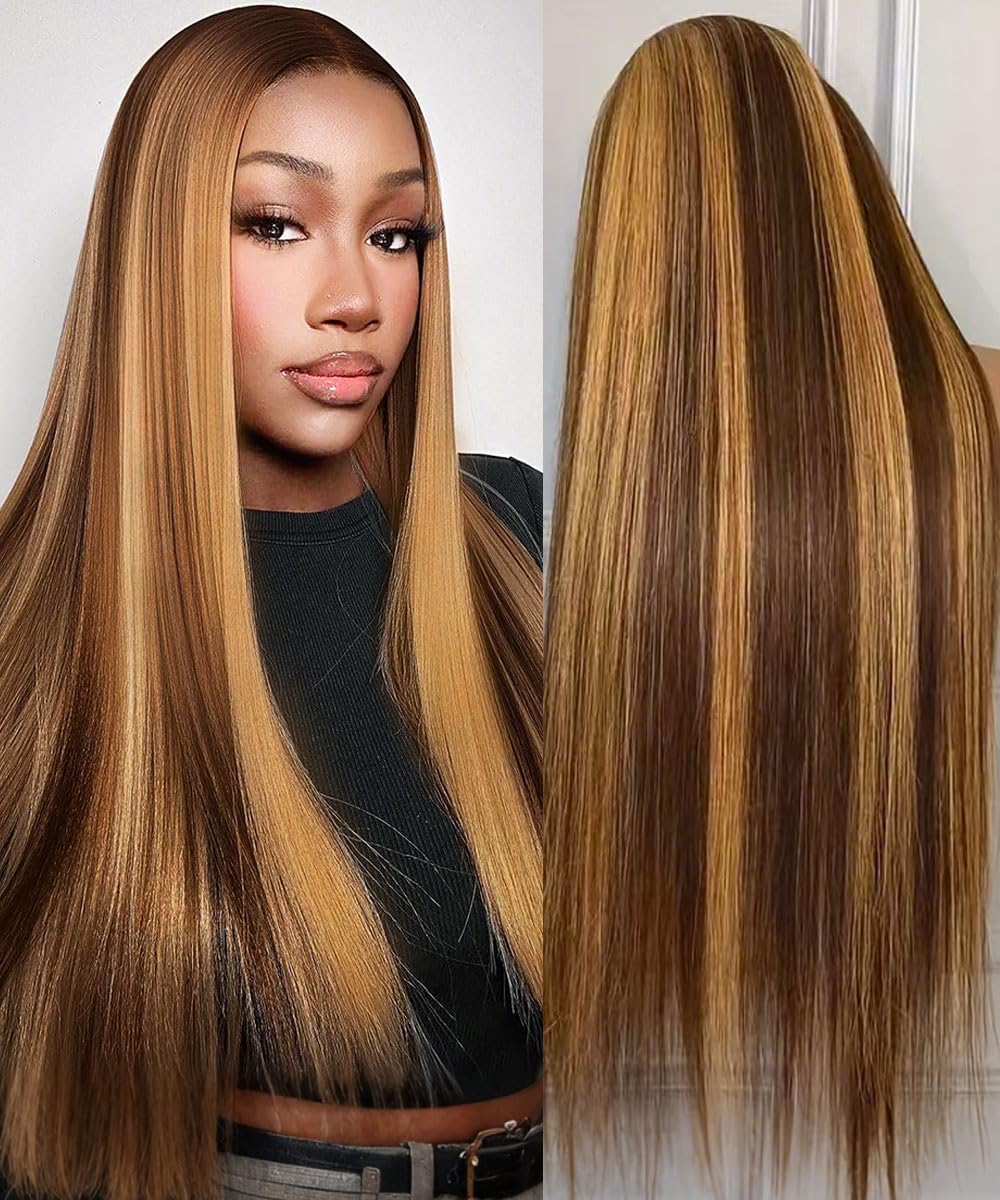 WOOMN ombre lace front wig front view with natural hairline for seamless styling.