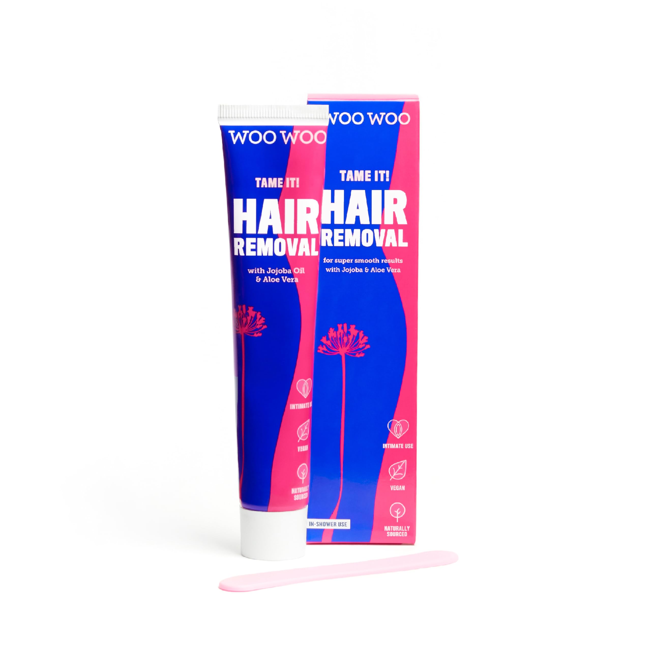 WOOWOO Tame It spatula in use for precise, gentle in-shower depilation