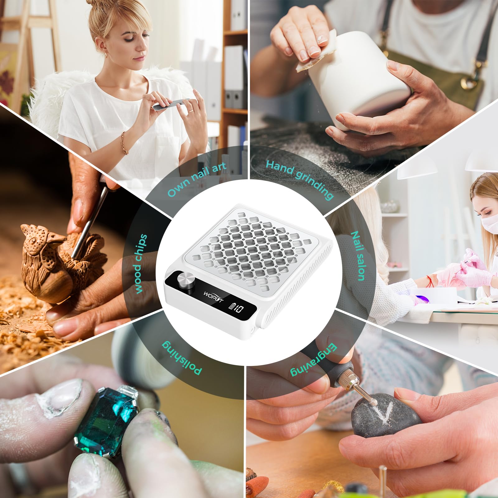 Woput rechargeable nail dust collector charging setup with included cable