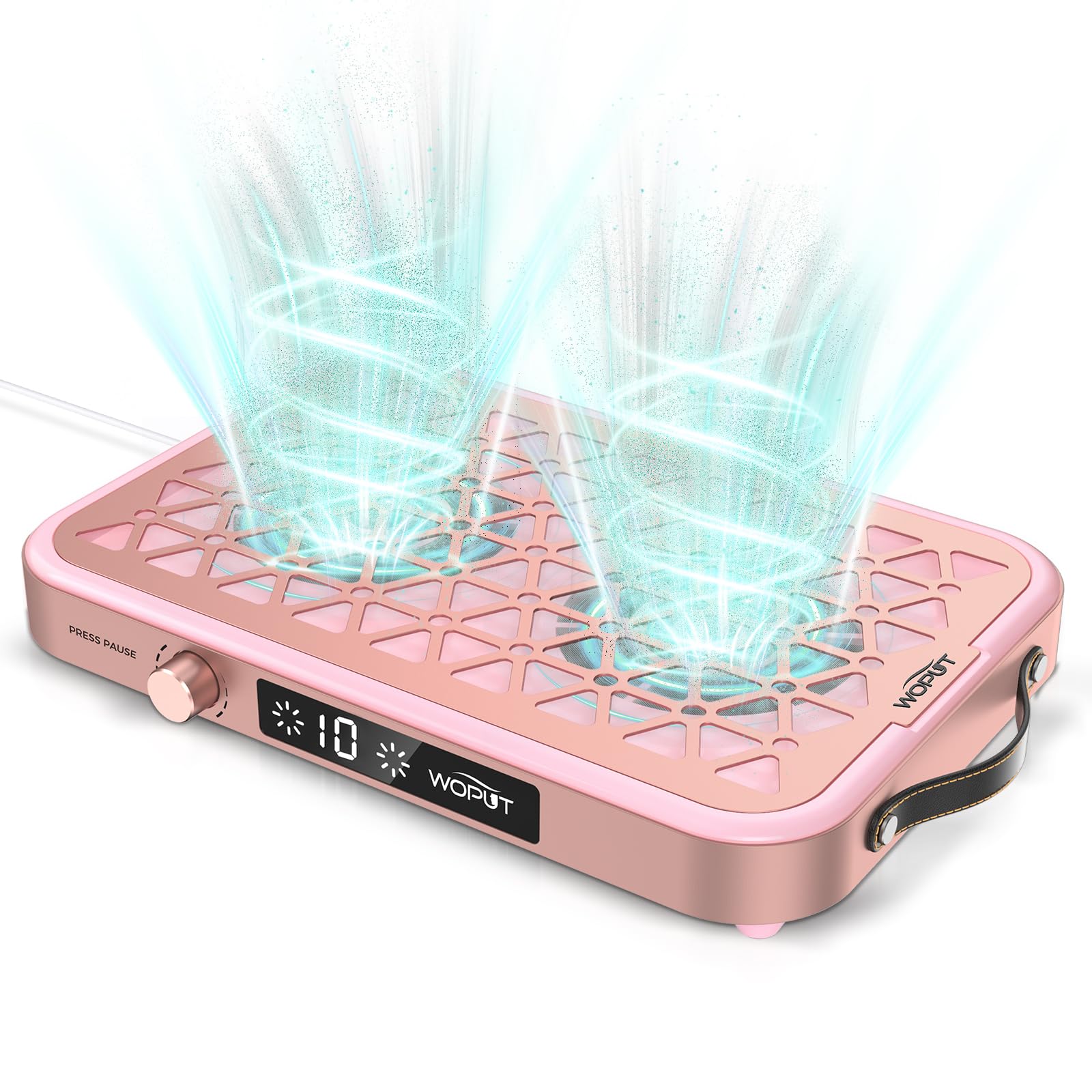 Woput nail dust-collector front view shows strong suction for clean nails.
