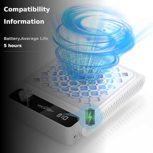 Woput nail dust collector LED display highlighting battery level and speed control