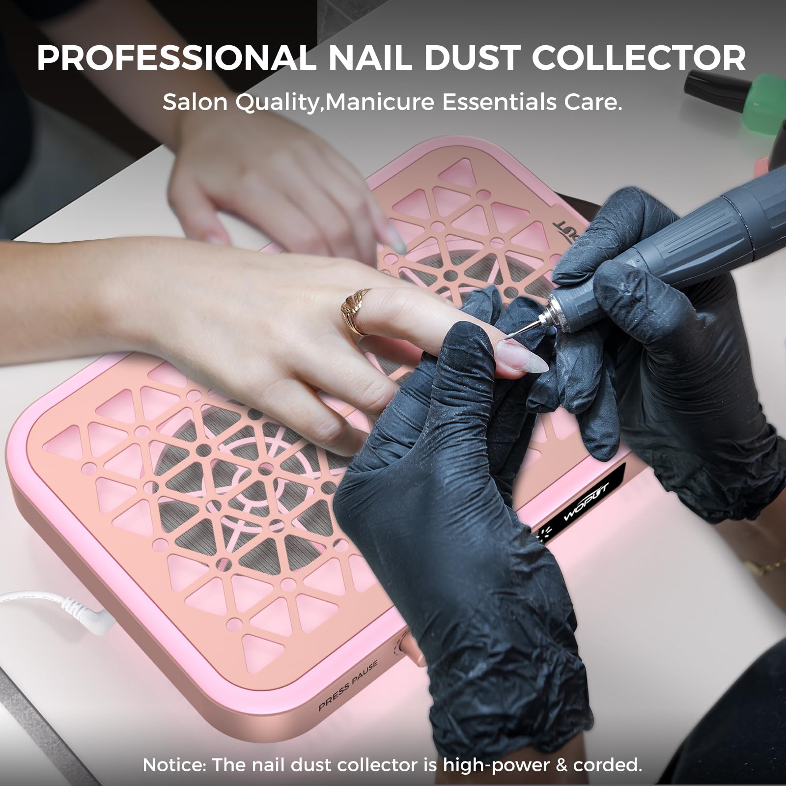 Woput nail dust-collector side panel demonstrates compact design for small spaces.