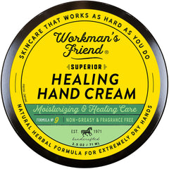 Workman's Friend Healing Hand Cream Tube showing rich moisture for intense dry hand relief.