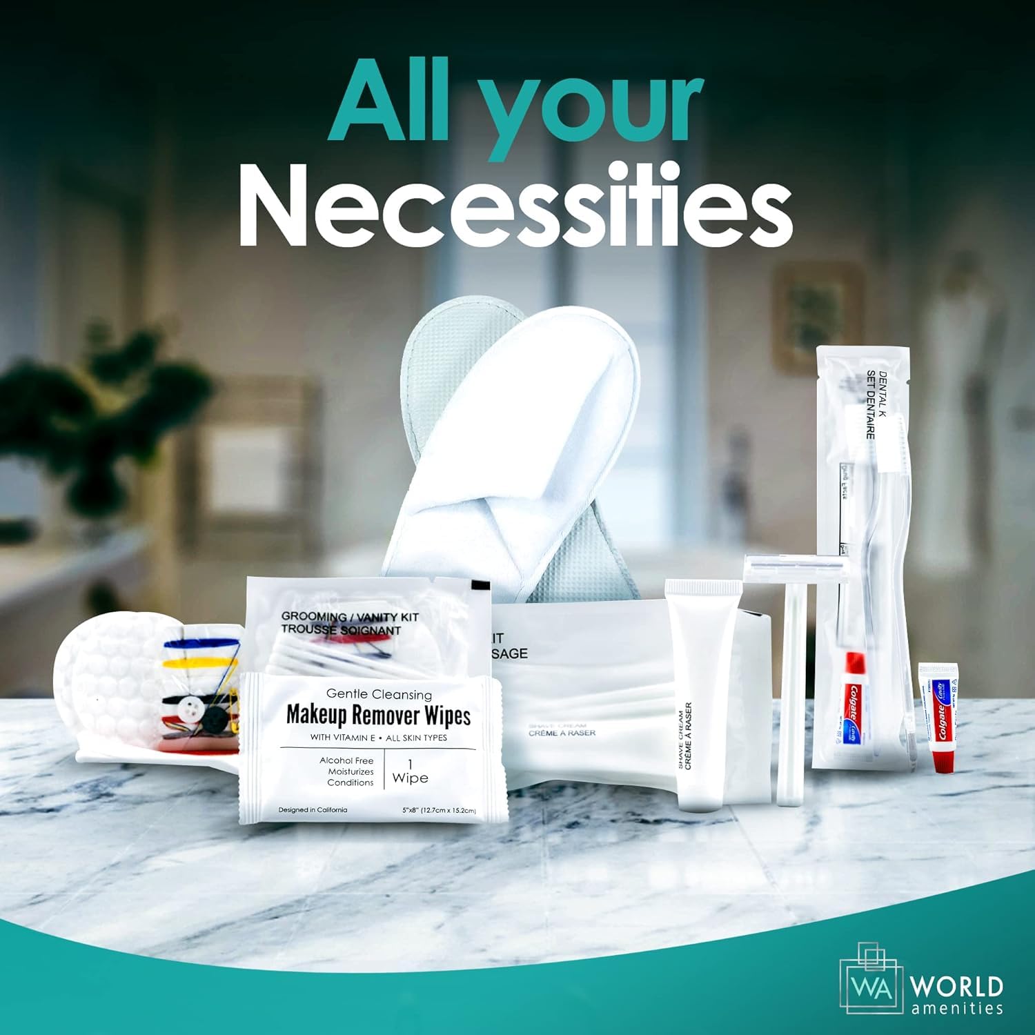 World Amenities hotel travel size wipes TSA-friendly for travel