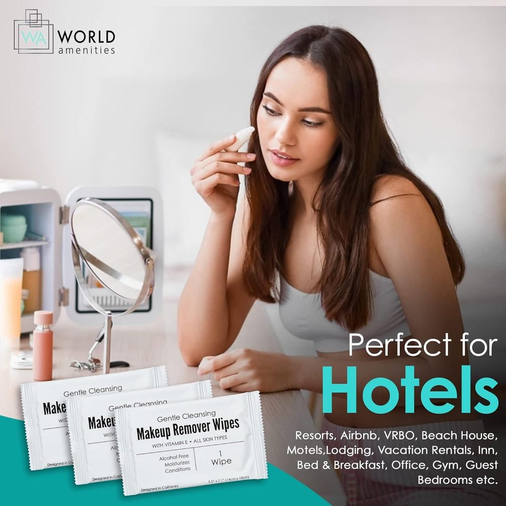 World Amenities vitamin E-infused wipes highlighting skin-nourishing cleanse