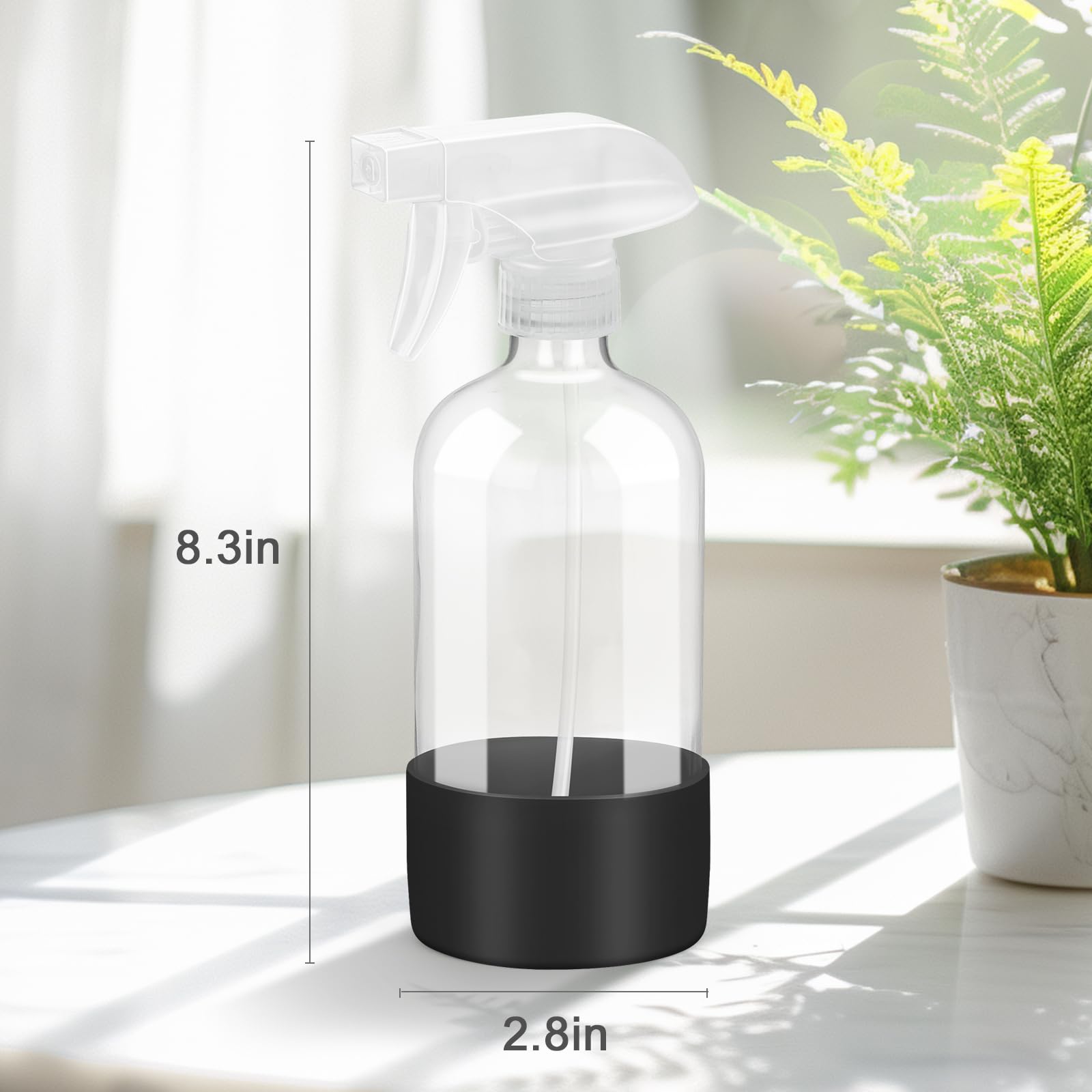 Worldgsb glass bottle, clear view of liquid, makes precise refills simple for cleaners and plants.