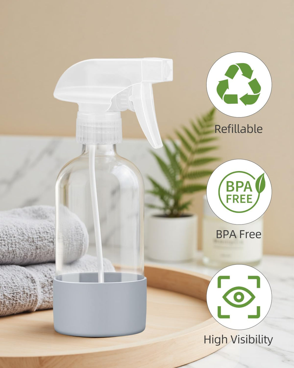 Worldgsb clear glass with silicone sleeve provides grip and protection.