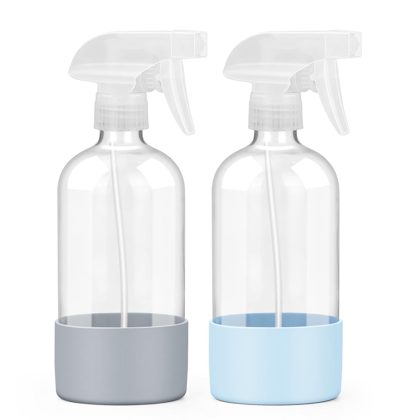 Worldgsb glass spray bottle with silicone sleeve shows liquid level for easy monitoring