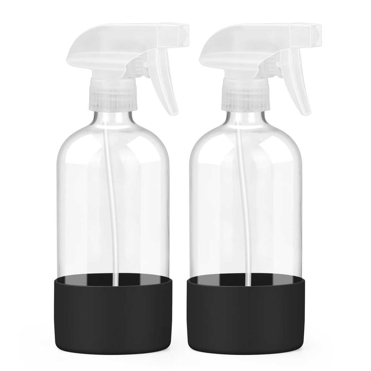 Worldgsb glass spray bottle with silicone sleeve offers durable grip and clear liquid level visibility.