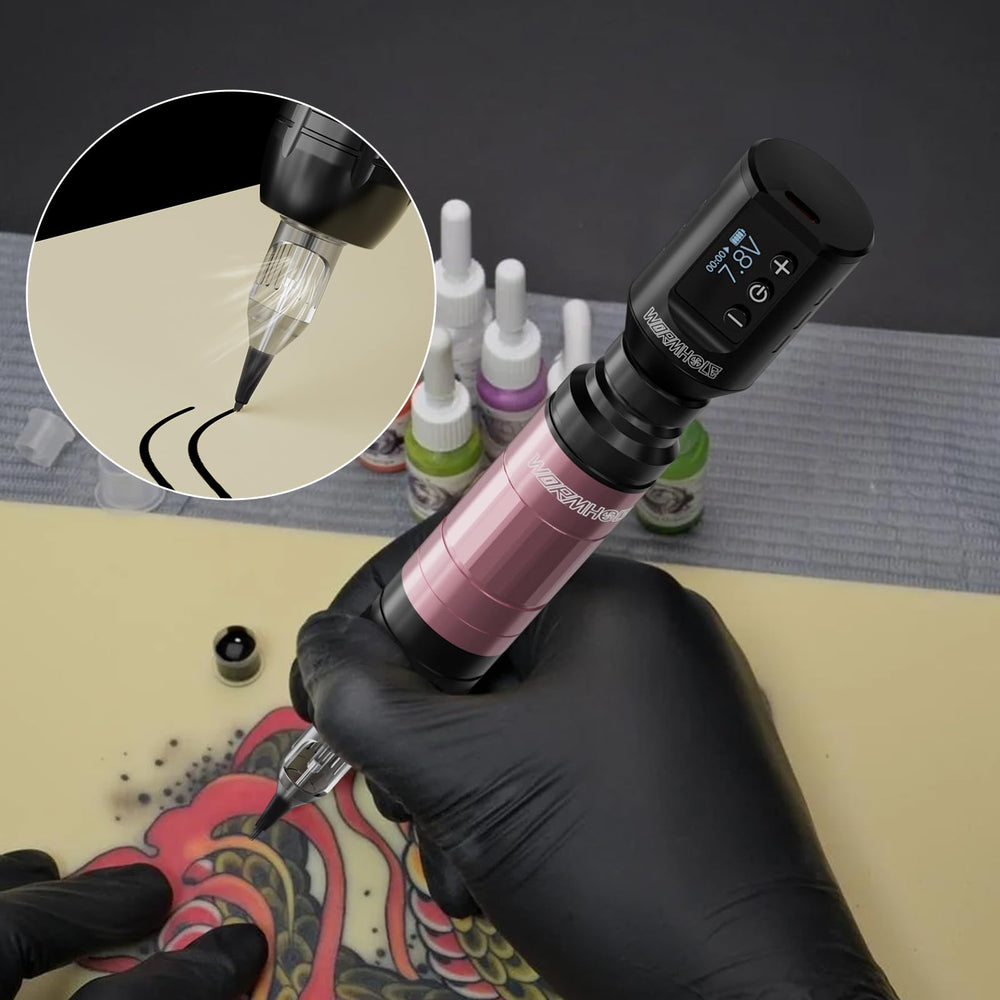 Wormhole Tattoo Gun Kit practice sheet supports grid-based tattoo training.