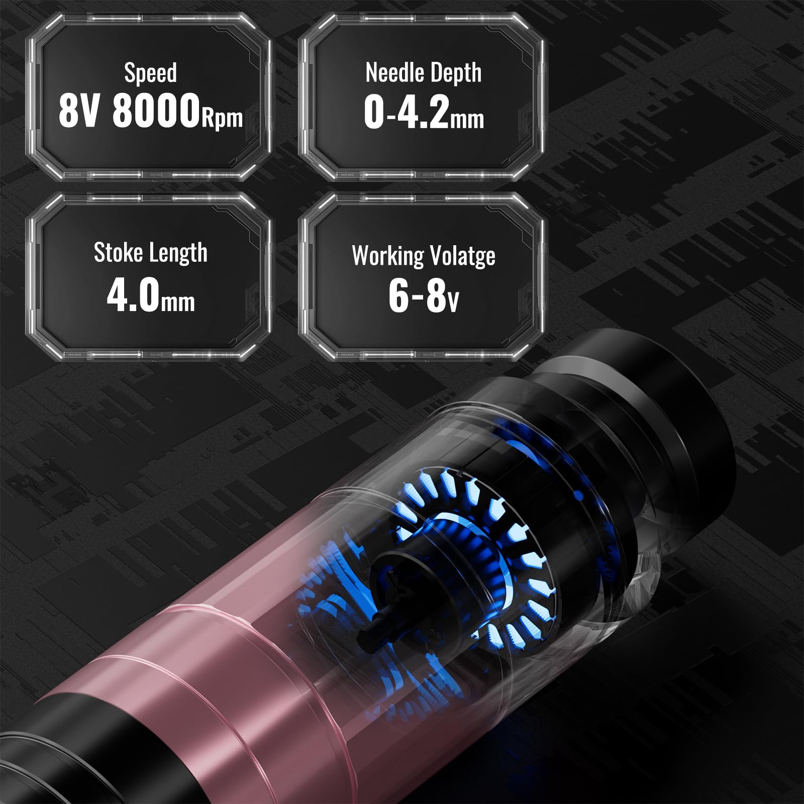 Wormhole Tattoo Gun Kit Type-C cable simplifies fast charging and setup.