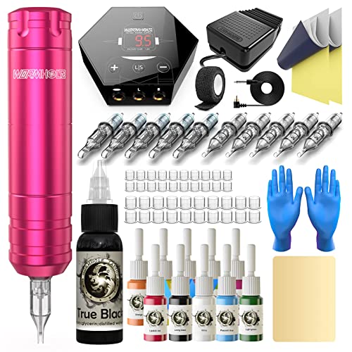 Wormhole Tattoo Kit aluminum pen offers smooth, beginner-friendly handling.