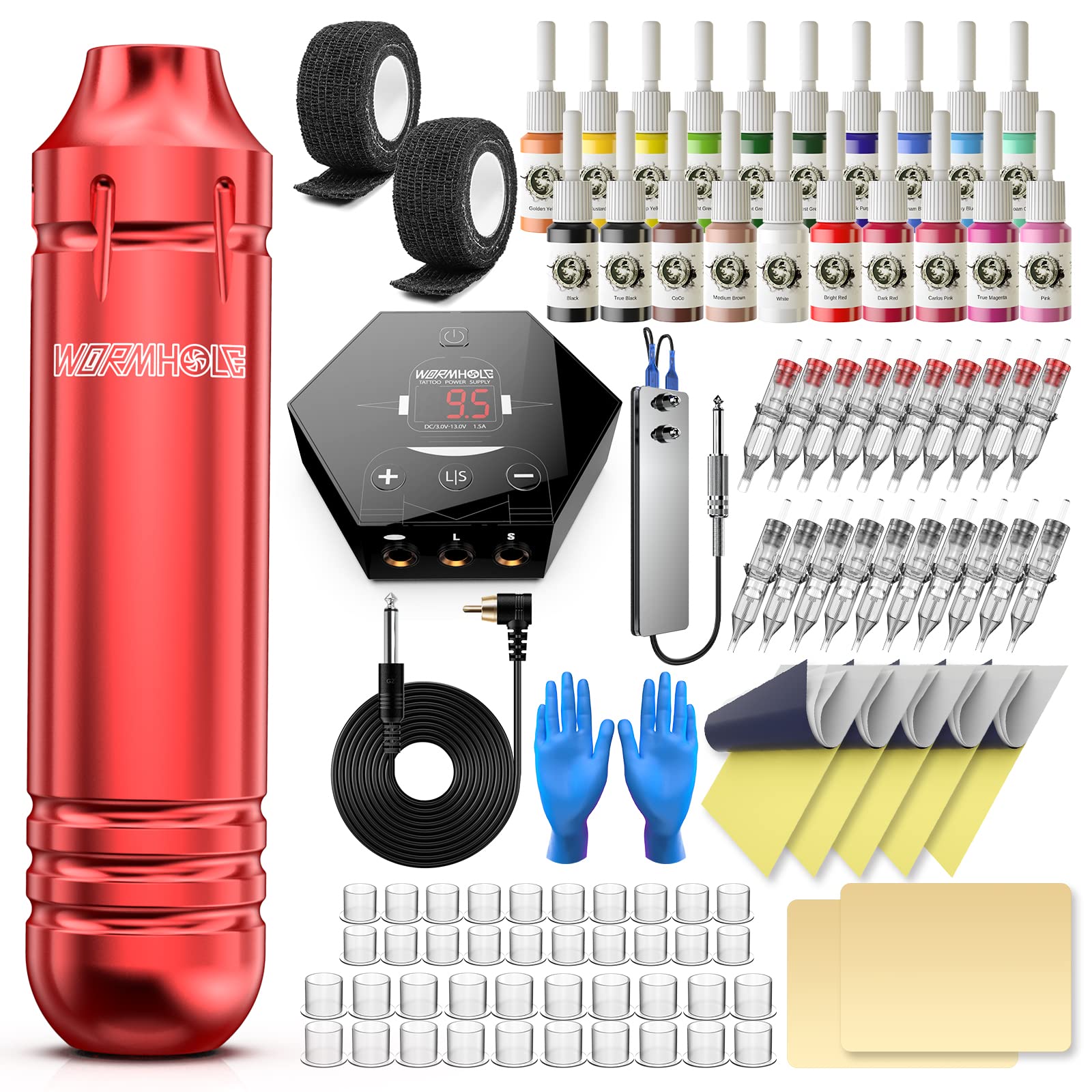 Wormhole Tattoo Kit ergonomic gun for precise outlining and shading.