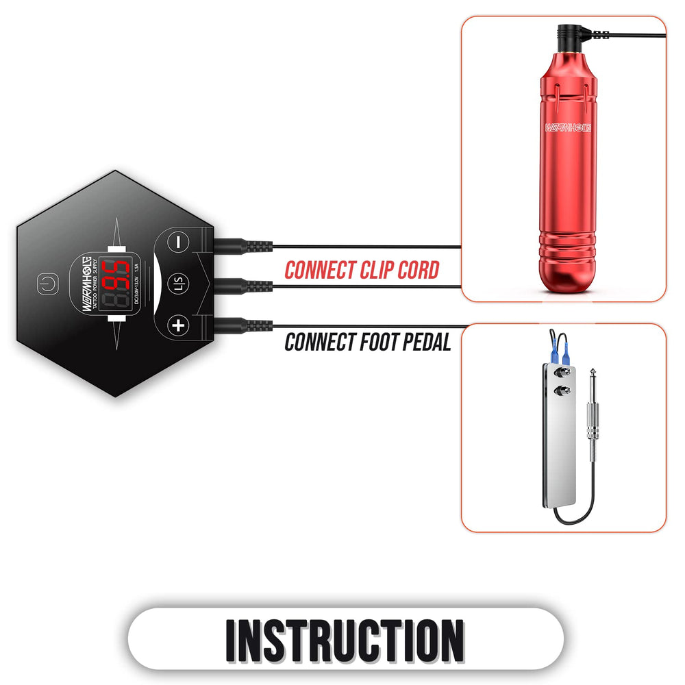 Wormhole Tattoo Kit technical specs highlights—compact, lightweight, adjustable needle depth.