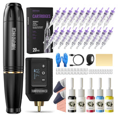 Wormhole Tattoo kit wireless gun LED display for precise, on-the-go tattooing control.