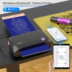 Wormhole Tattoo Printer Bluetooth connection with tablets and phones.