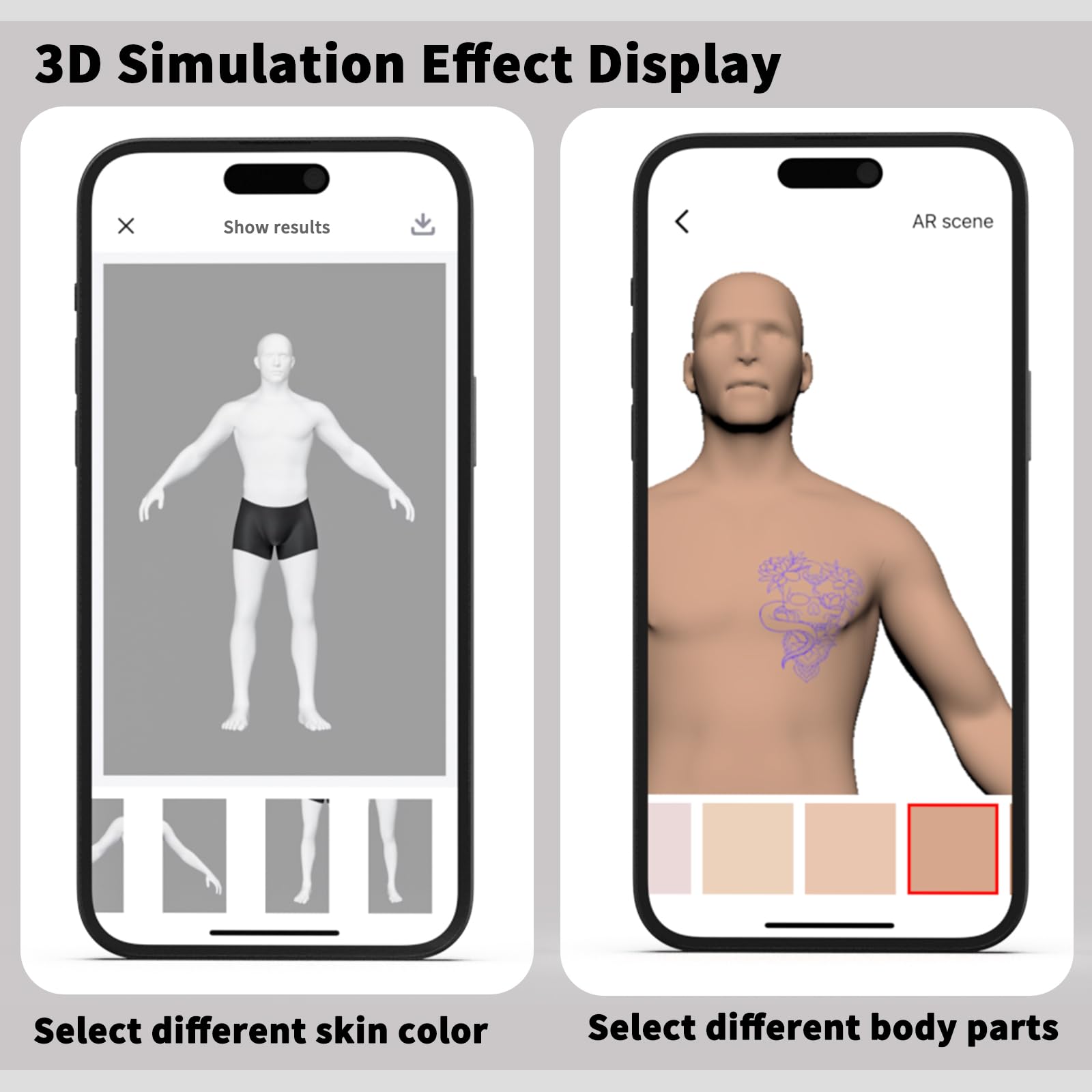 Wormhole Tattoo Stencil Printer app interface showcases easy size, position, and pattern adjustments.