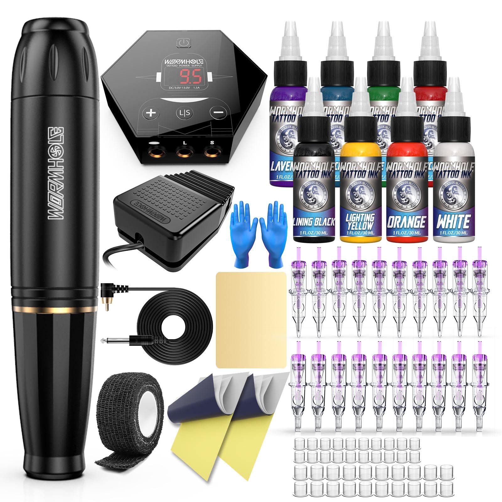 Wormhole Tattoo tattoo pen kit showing compact grip for comfortable practice.