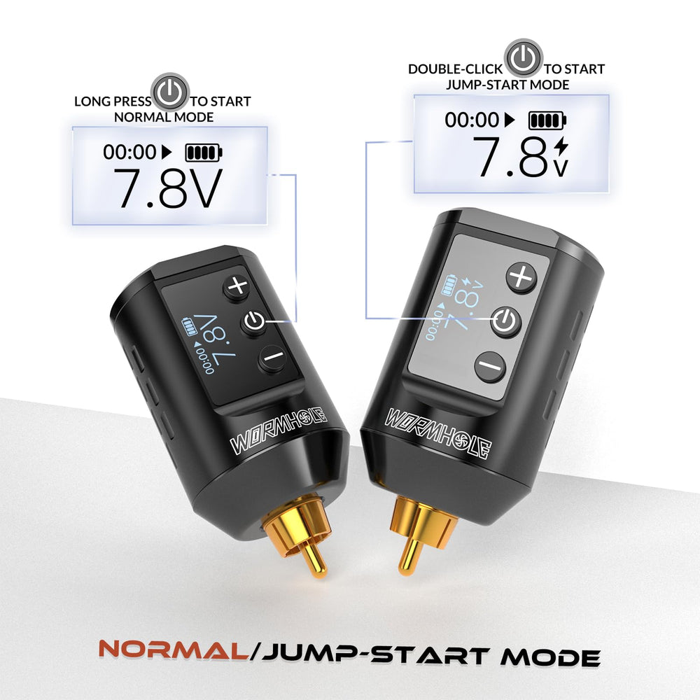 Wormhole Tattoo WB11-A LED digital display closeup showing precise voltage readout