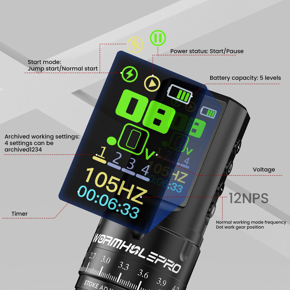 WORMHOLEPRO Aquila 1800mAh battery—long-use capability for extended tattooing without frequent recharges.