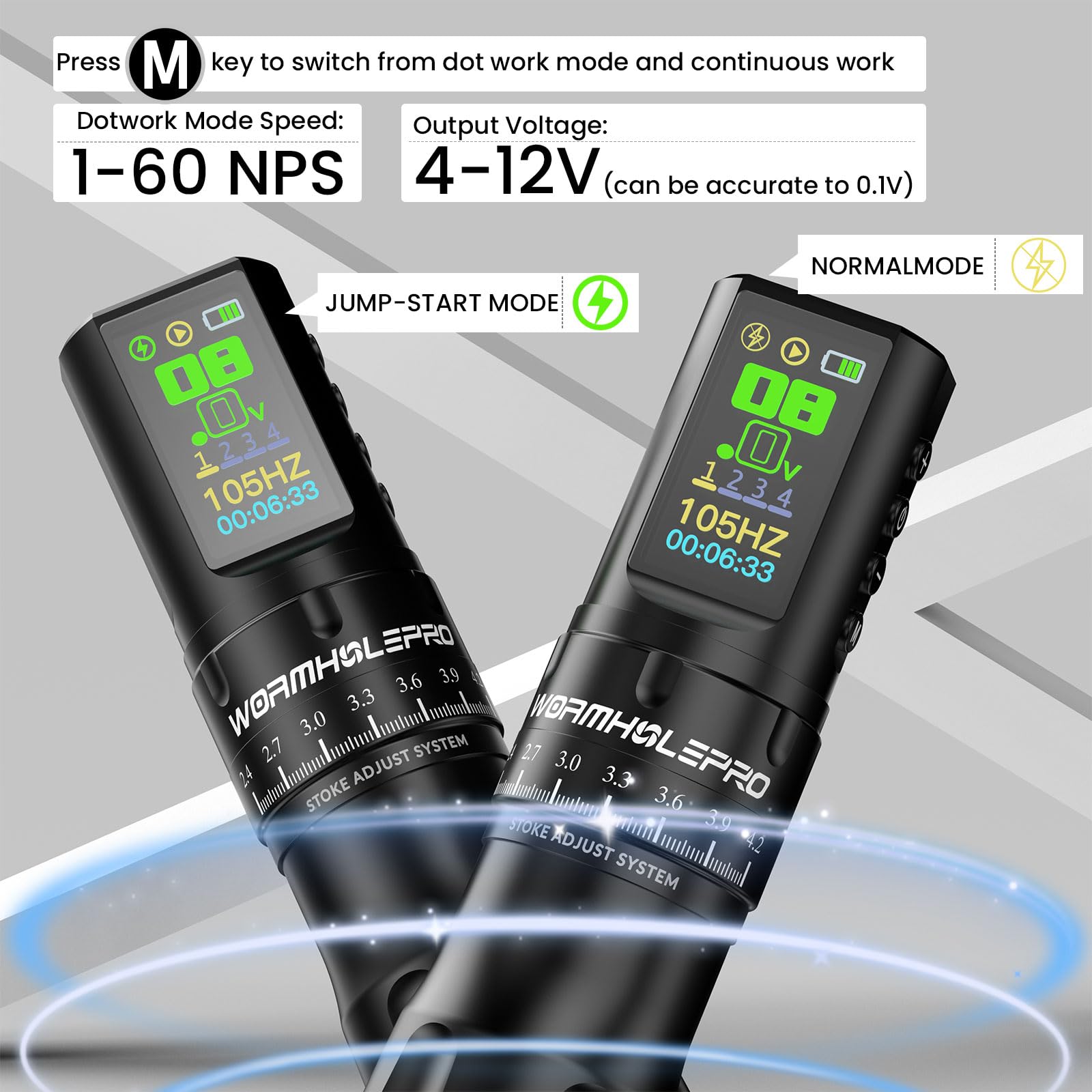 WORMHOLEPRO Aquila smart display—real-time status helps prevent errors mid-session.