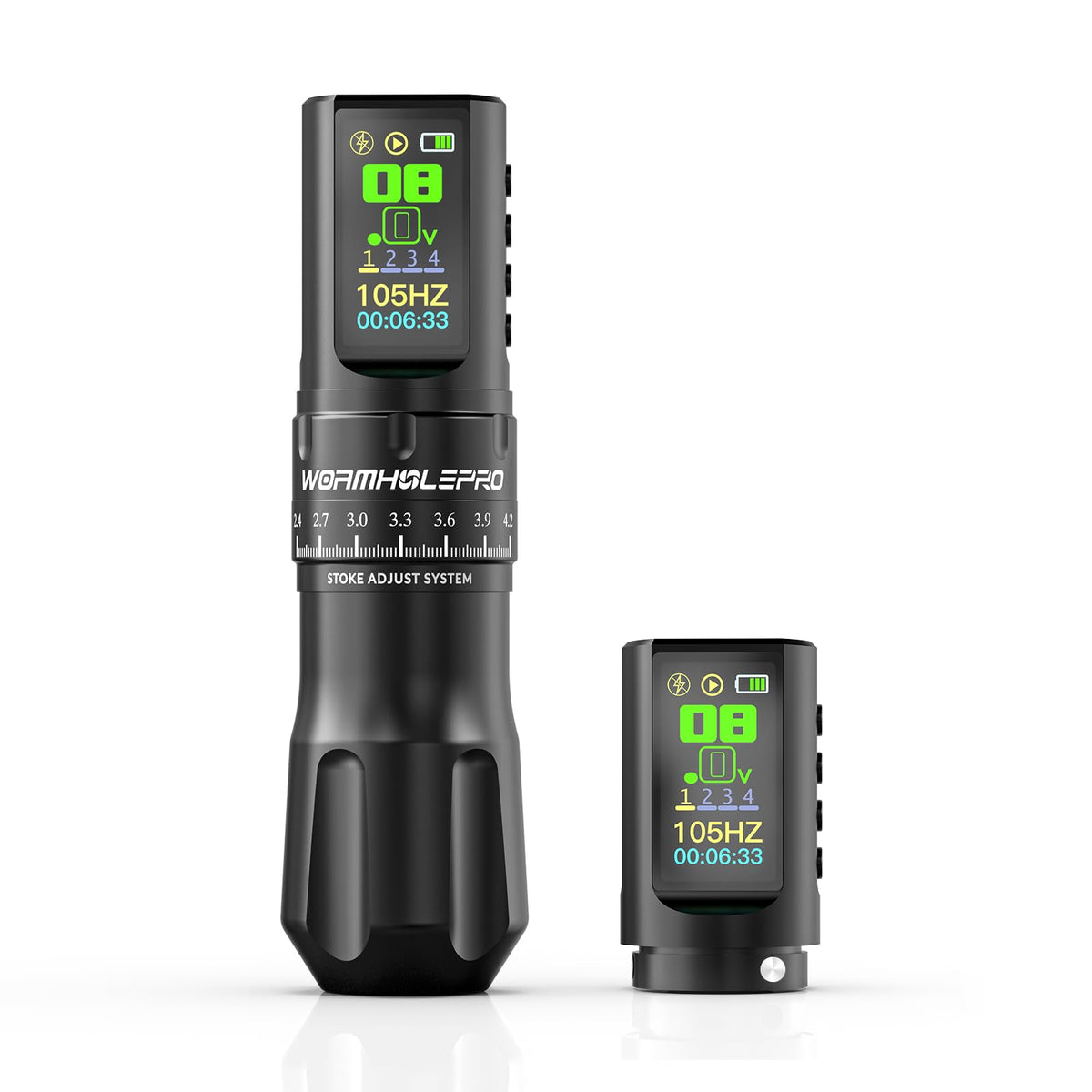 WORMHOLEPRO Aquila wireless tattoo pen—compact design for easy portable sessions.