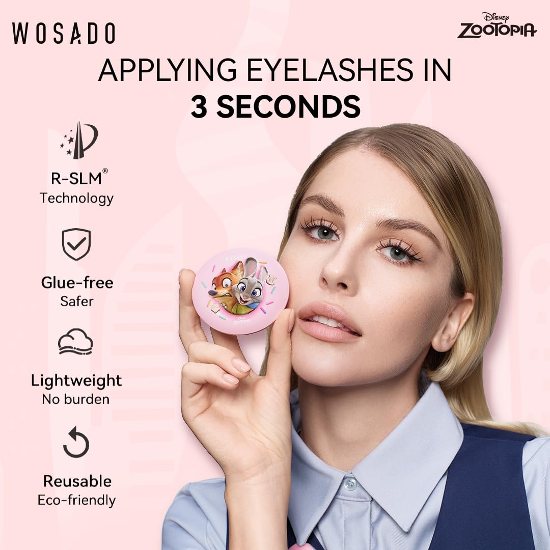 WOSADO cruelty-free feather-light eyelash materials weighing 0.034g for airy comfort.