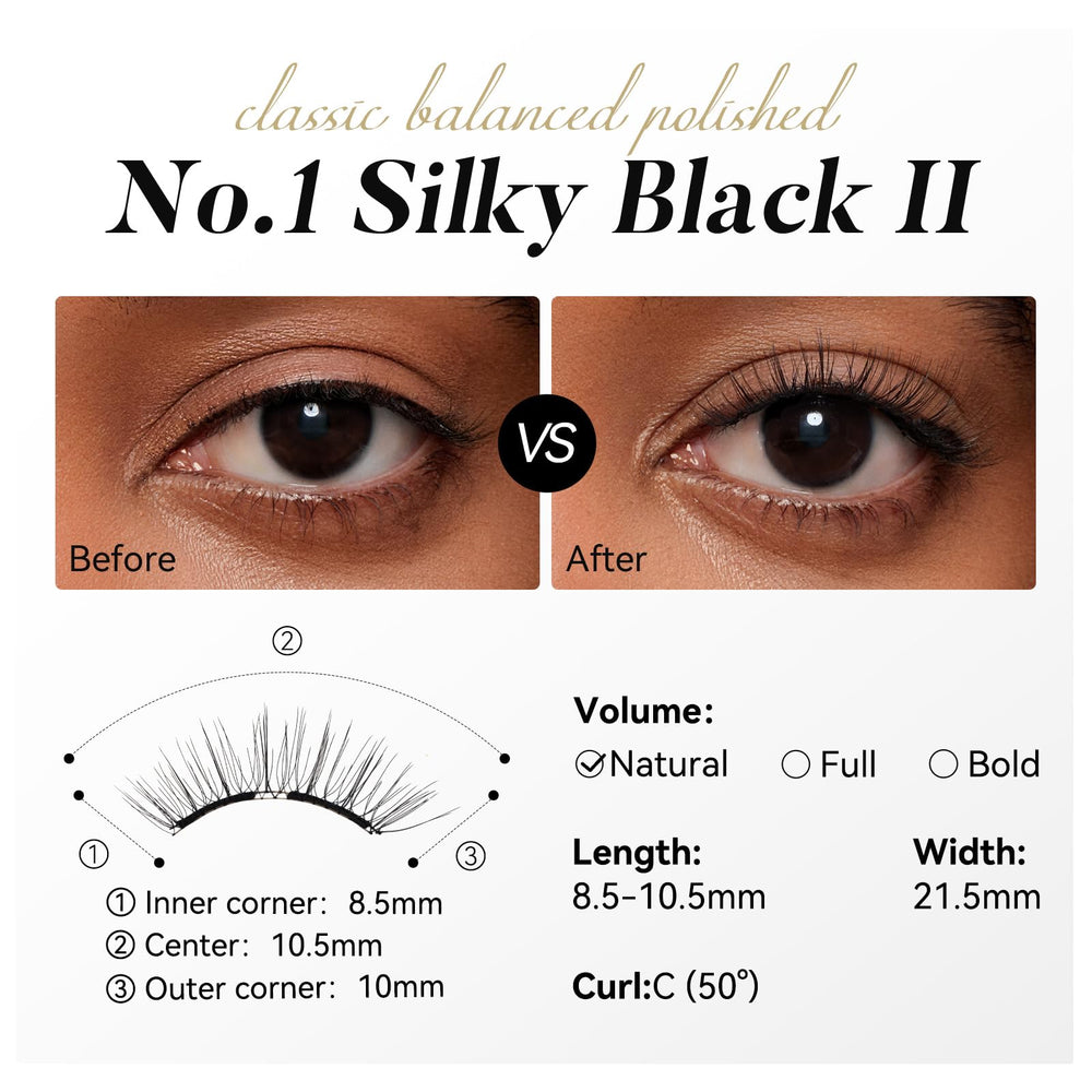 WOSADO glue-free lashes demonstrating 3s application for easy styling.