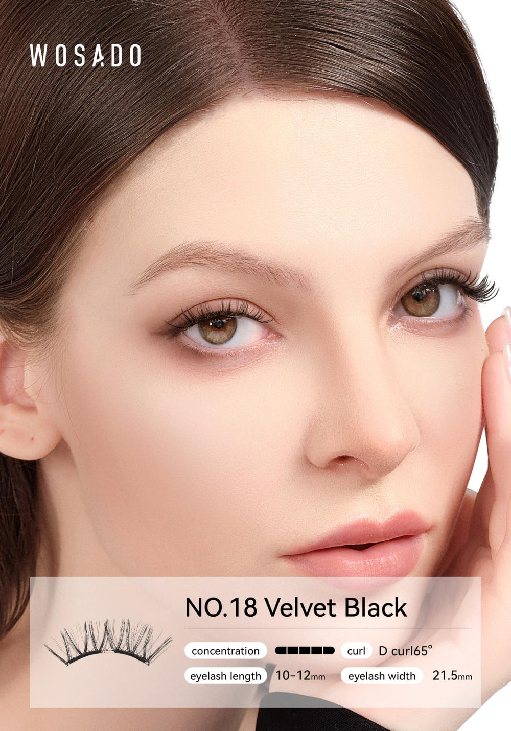 WOSADO lightweight lashes weigh 0.034g for featherlight all-day wear closeup.
