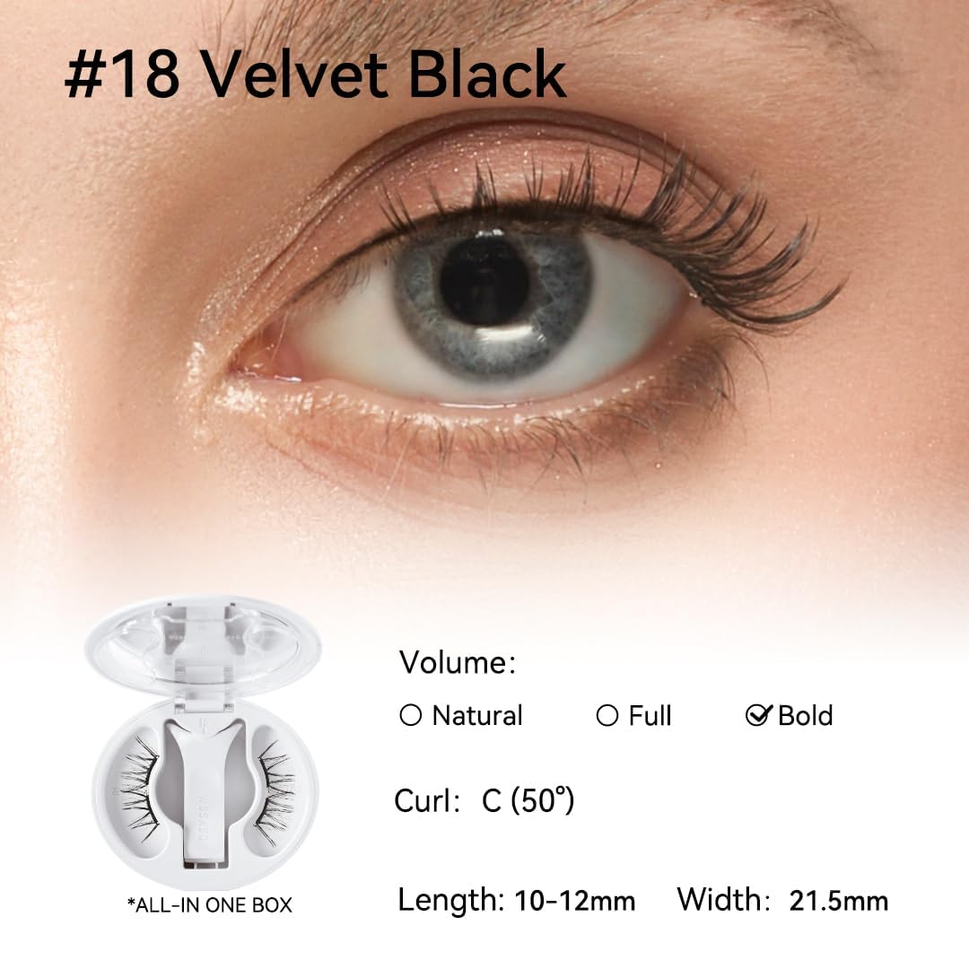 WOSADO magnetic lashes on eye provide lightweight comfort and defined lashes.