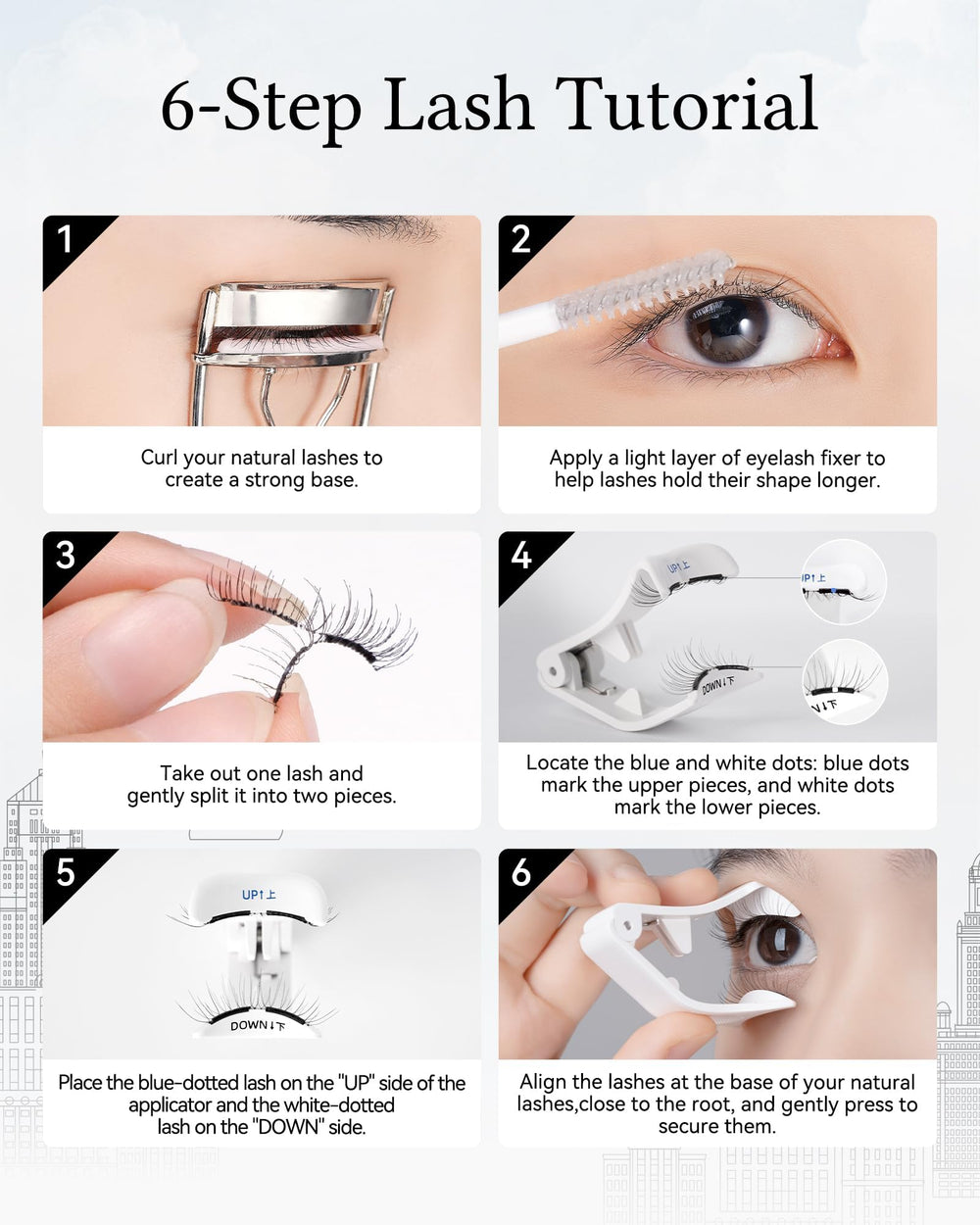 WOSADO ultra-light lashes shown on eye for comfortable long wear.