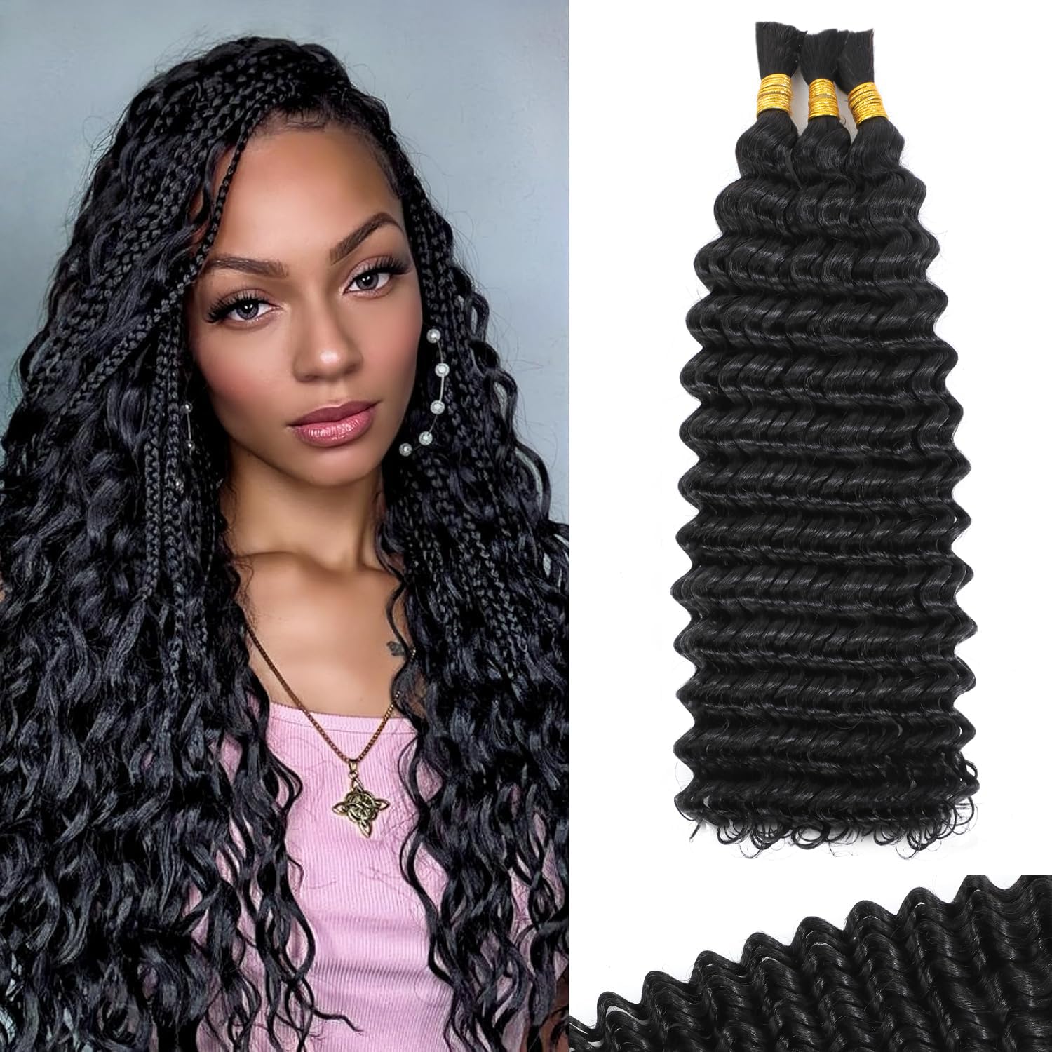 Wosama braiding hair bundle closeup highlights virgin curls for durable, tangle-free braids