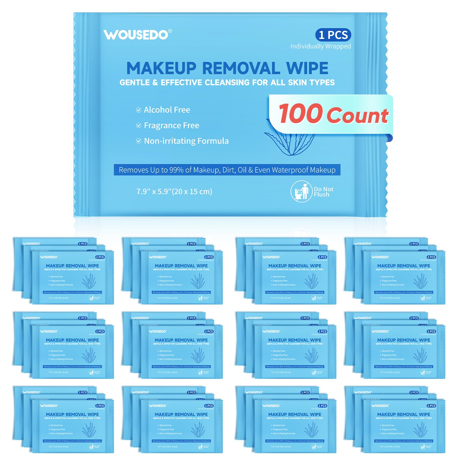 WOUSEDO makeup remover wipes bulk pack for daily cleansing and sharing