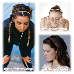 WOVOWOVO 7mm headbands with flexible elastic fit for all ages and styles.