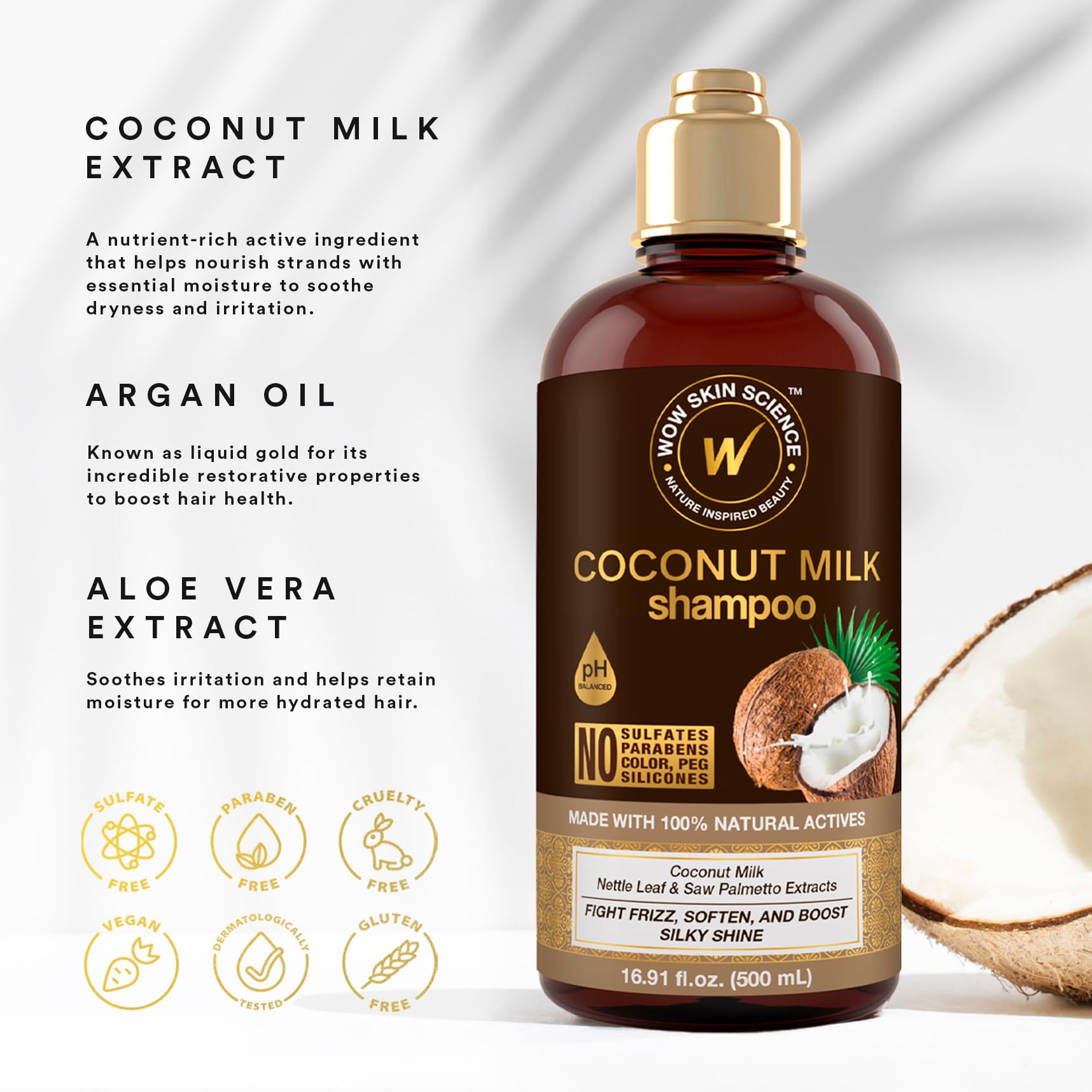 WOW Skin Science Coconut Oil Milk Shampoo curls definition showing hydrated waves and bounce