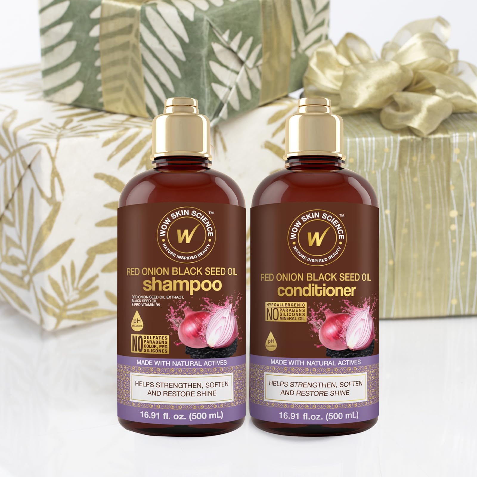 WOW Skin Science color-treated safe shampoo bottle keeps moisture without fading color.