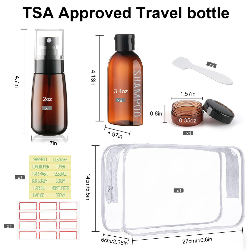 Wowang travel kit bottles 3-4oz labeled for conditioner, tidy packing for easy access.