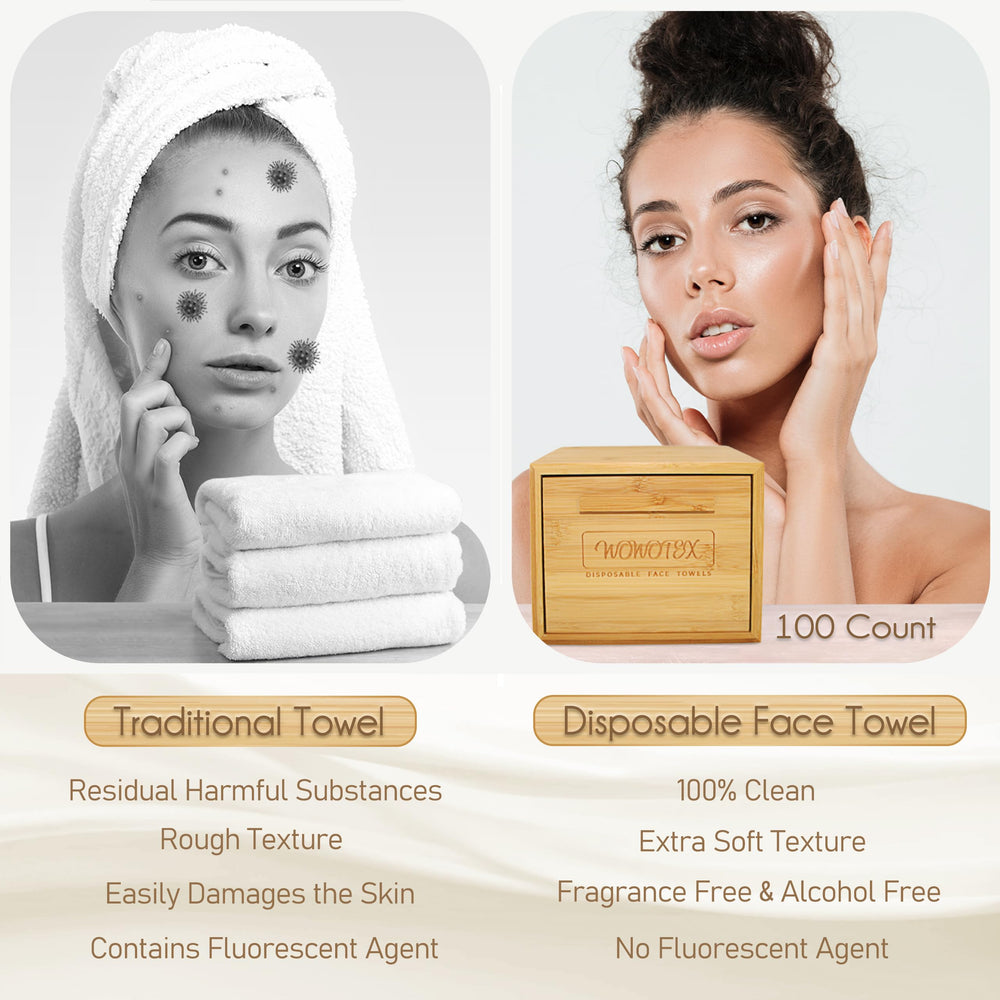 WOWOTEX disposable face towels pack ready for quick cleansing.