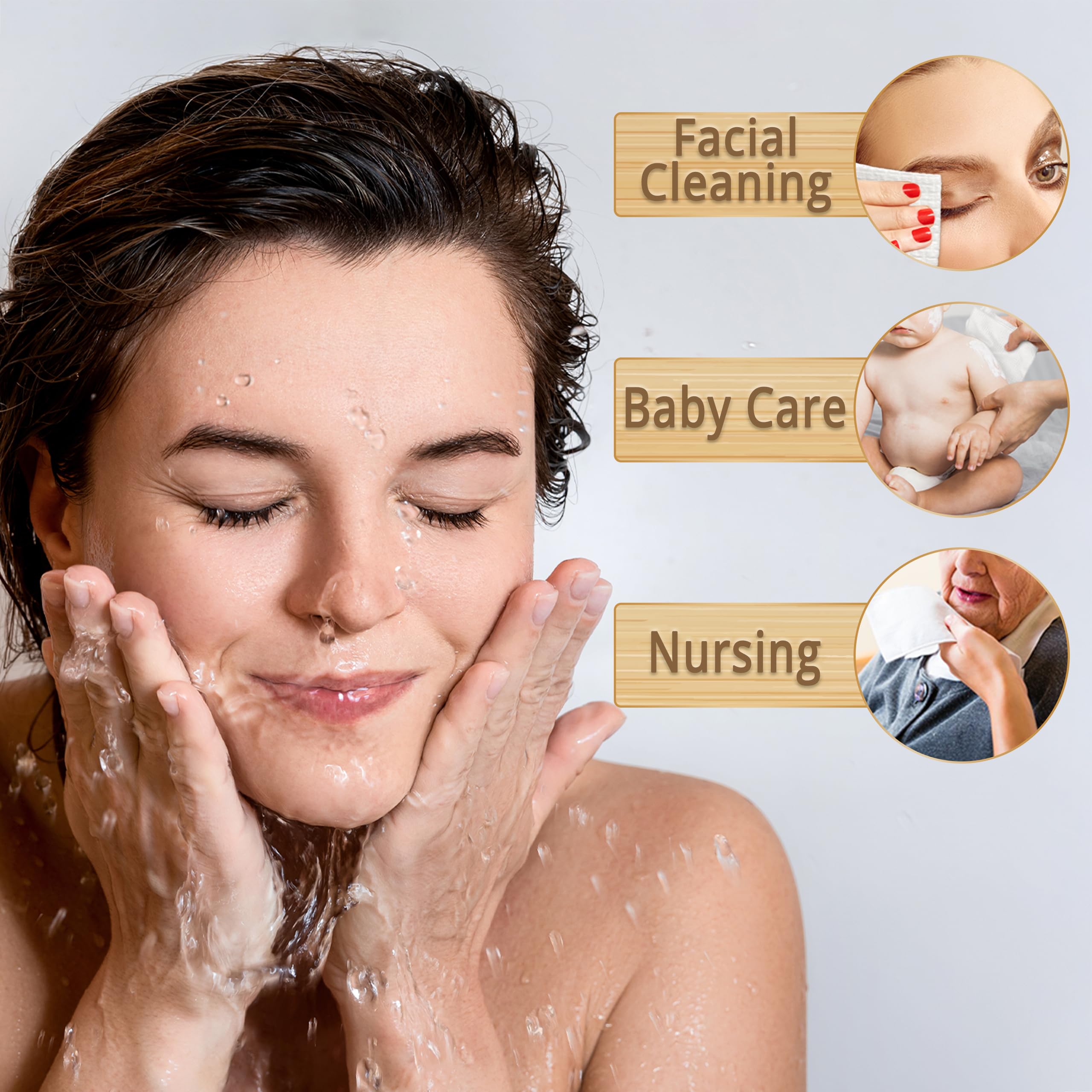 WOWOTEX face towel soft-absorbent texture ideal for wet or dry cleansing.