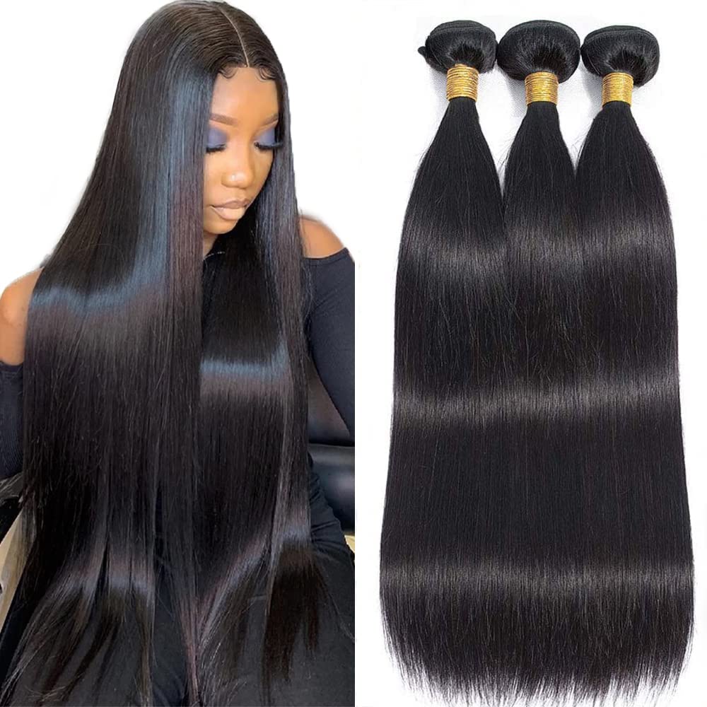 WOWQUEEN 10A Brazilian Straight Bundles 12-inch dense weft for fuller installation and daily wear.