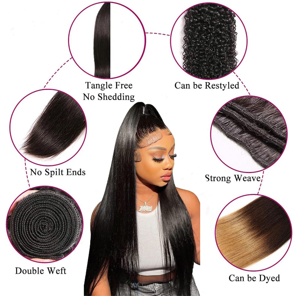 WOWQUEEN 3 bundles with closure create a full head naturally