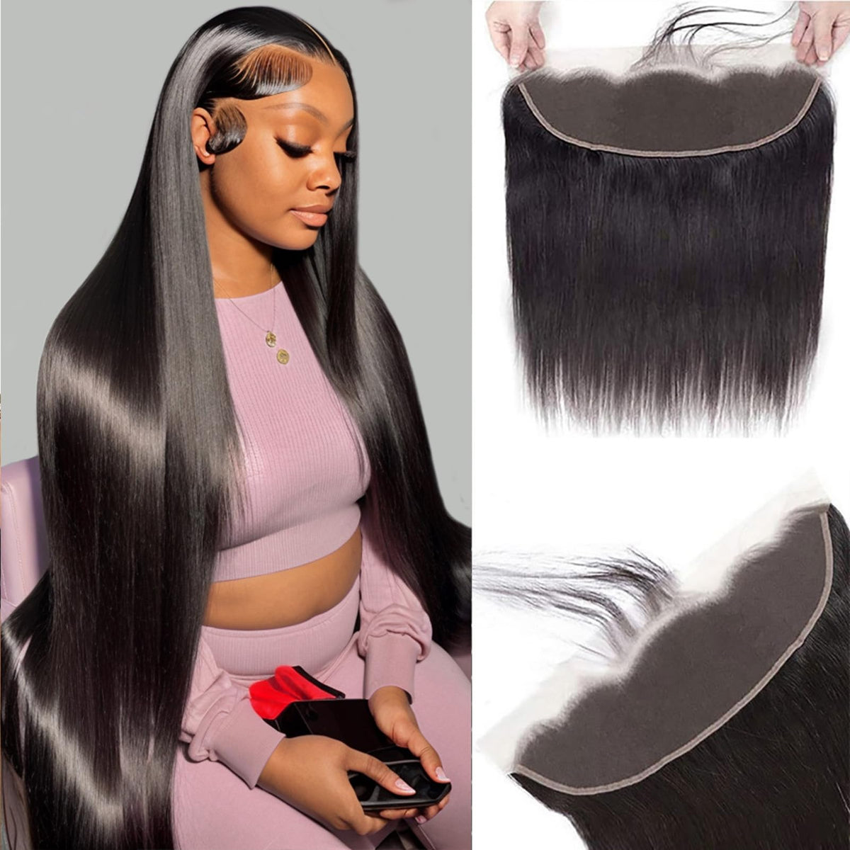 Wowqueen Beauty 13x4 HD lace closure with 20-inch straight front for seamless daily wear.