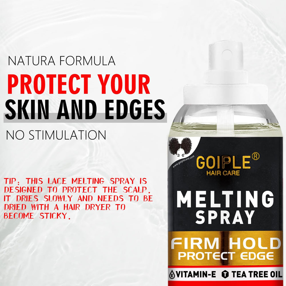 WOZUTUNT lace-front wig melting spray application demonstrates strong hold with skin-friendly formula.