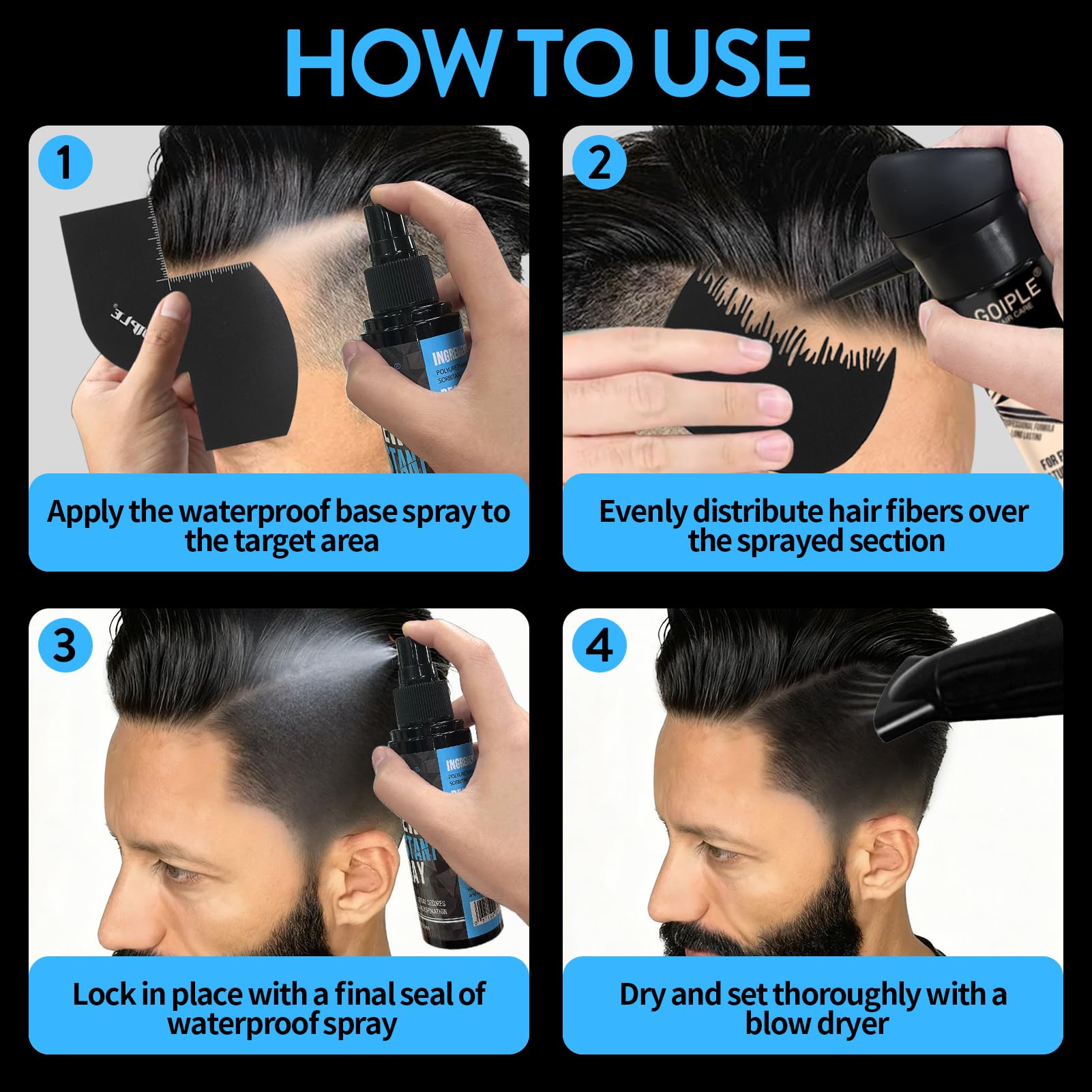 WOZUTUNT black-hair-coverage-demo illustrates natural blending on dark hair