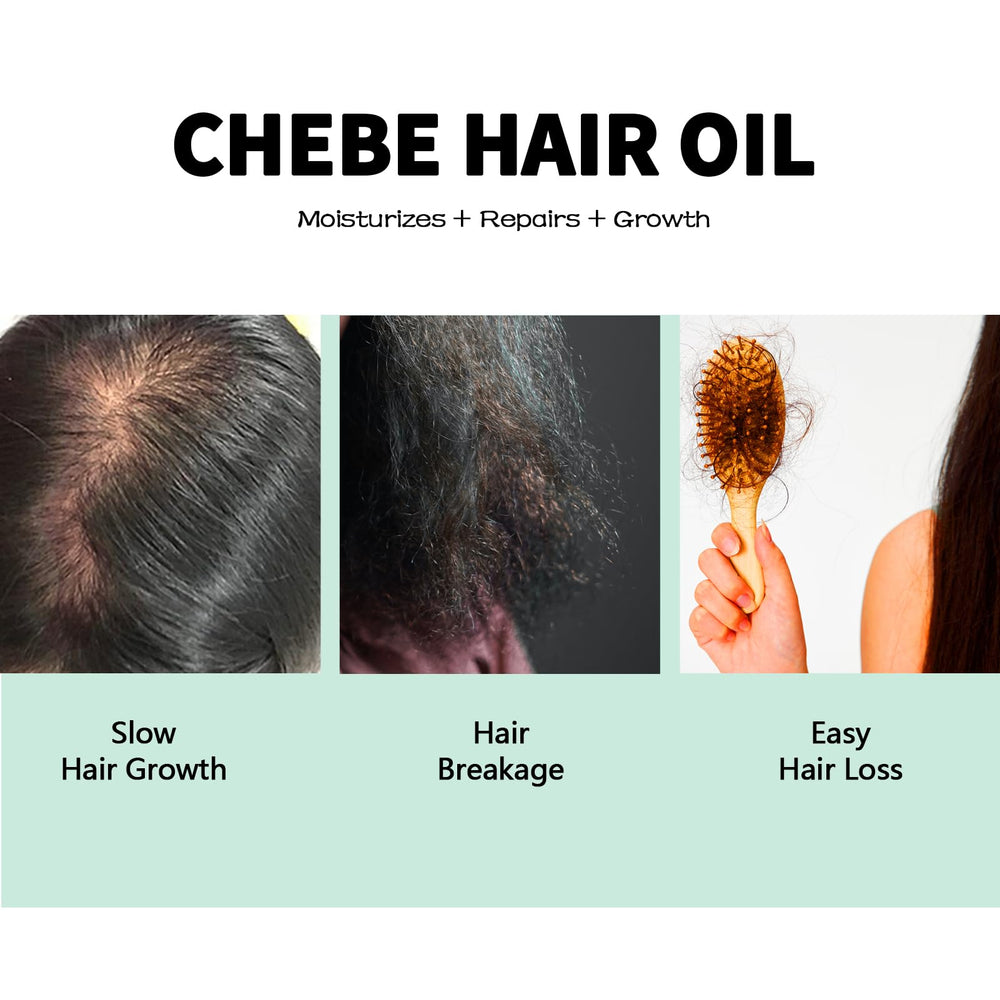 WOZUTUNT Chebe oil supports potential hair growth and fullness.