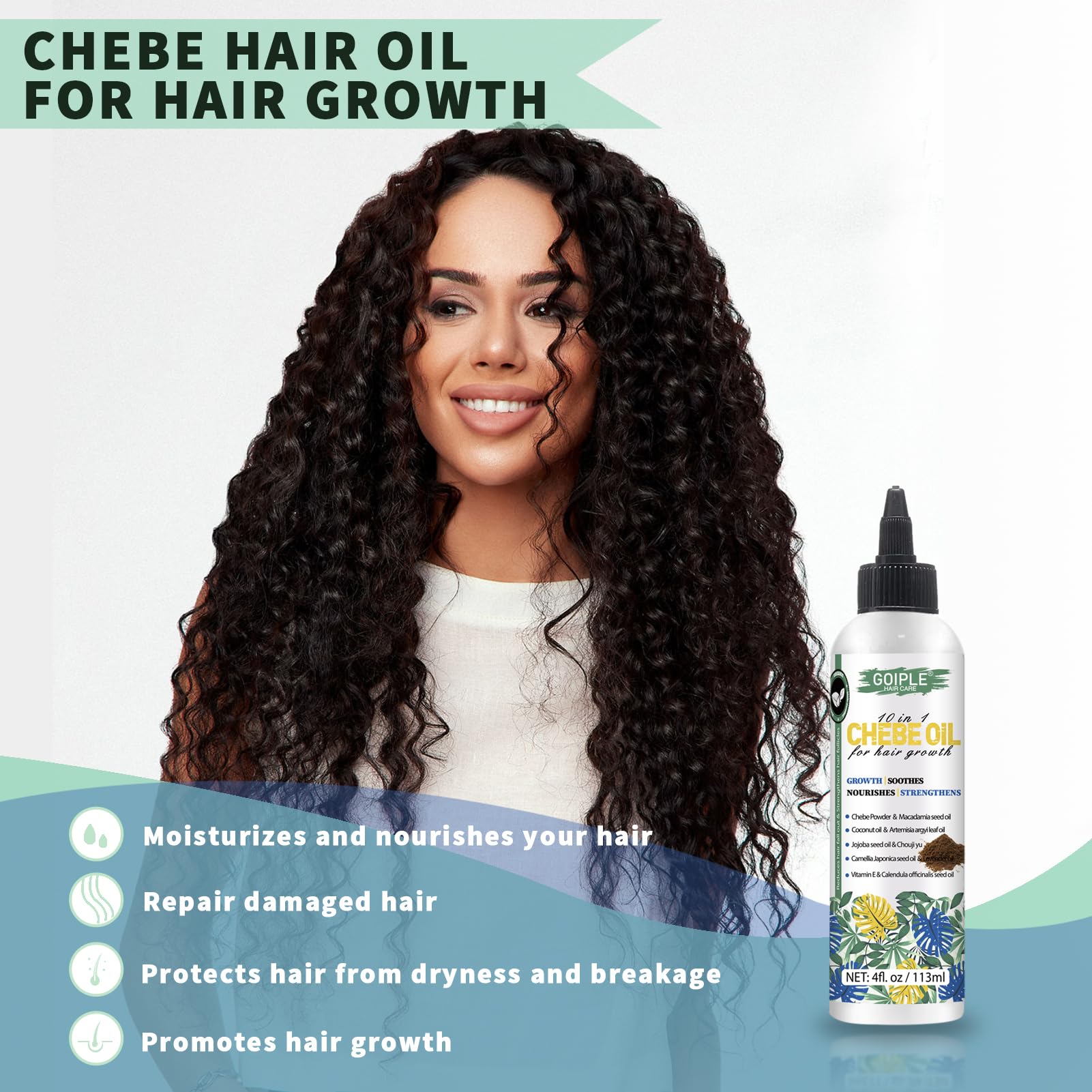 WOZUTUNT Chebe oil massage on hair for shine and strength.